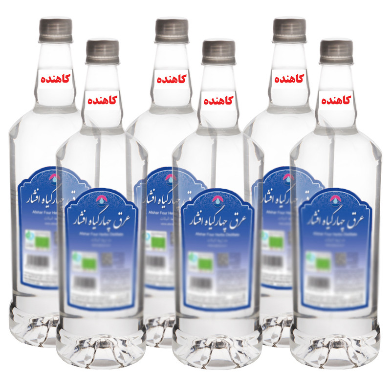 عرق چهار گیاه کاهنده افشار - 1 لیتر بسته 6 عددی
