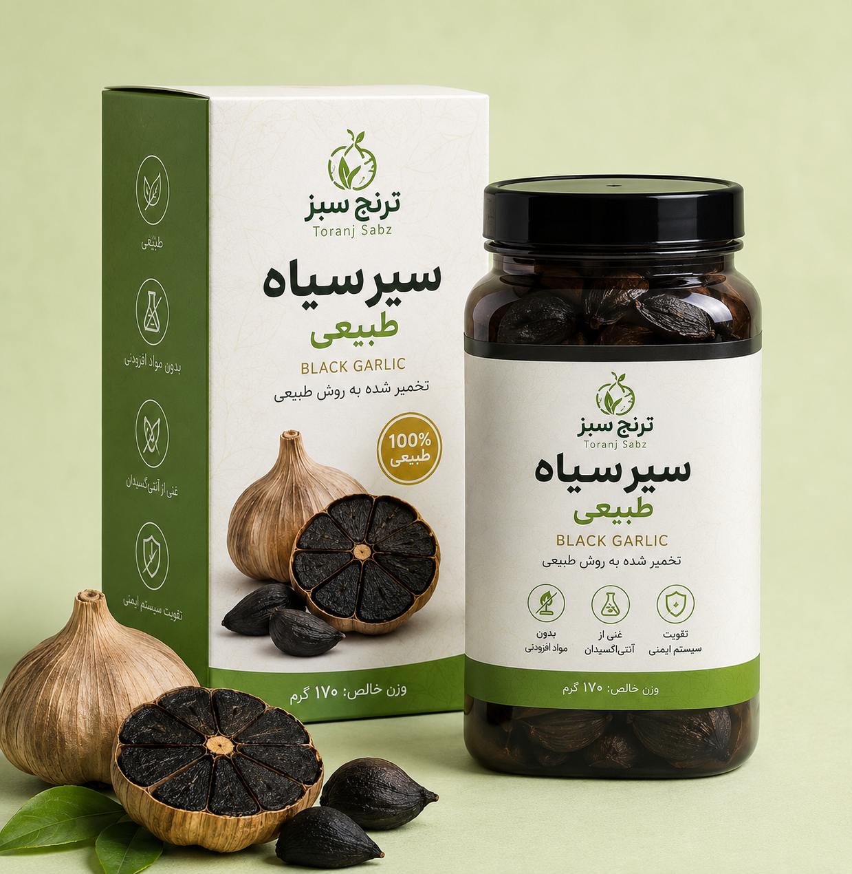سیر سیاه طبیعی ترنج سبز ۱۷۰ گرم